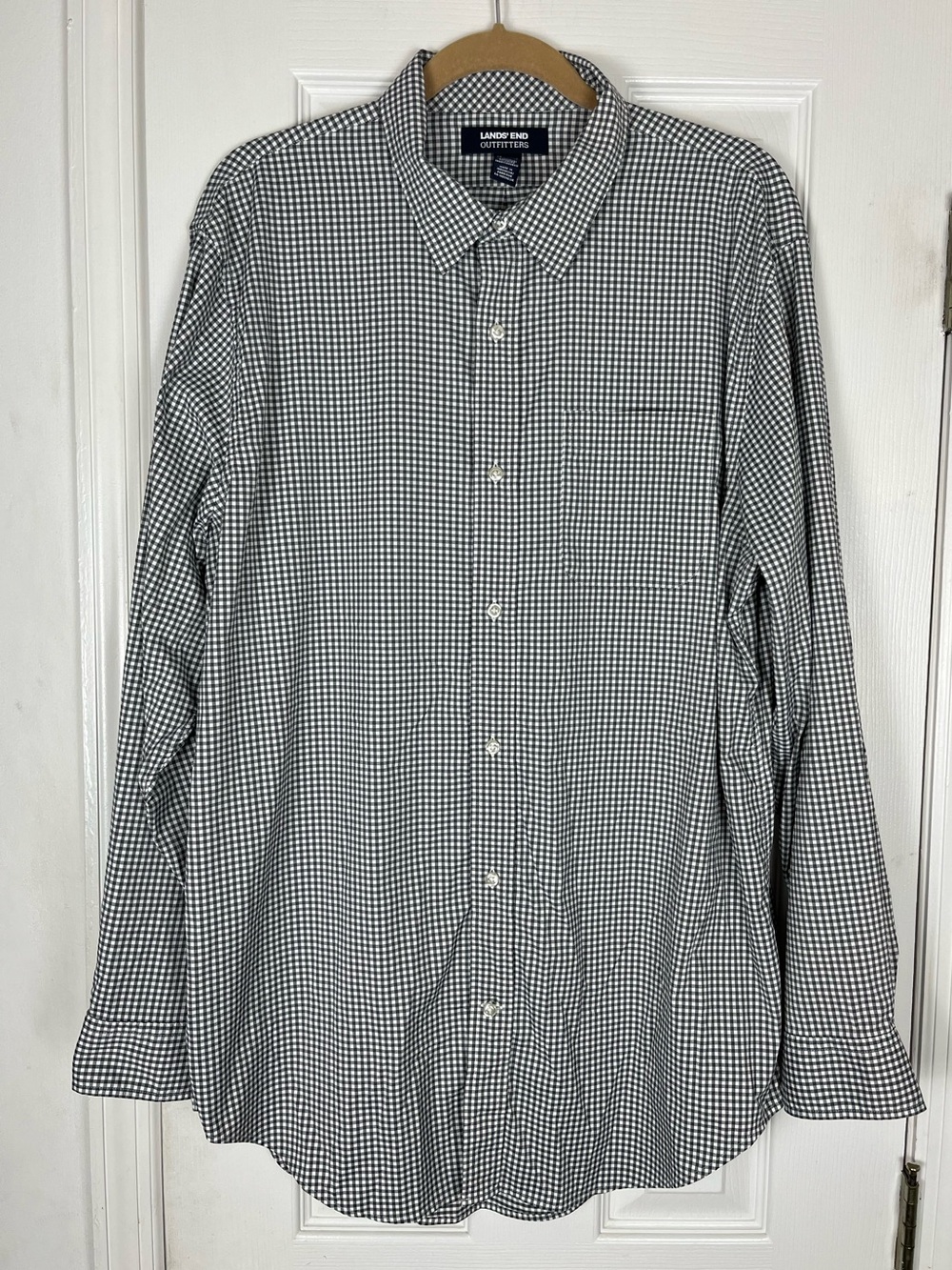 Lands’ End Outfitters Men’s Performance Stretch Gingham Check Button Up Shirt